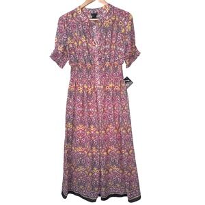 NWT Kate & Lily Womens Pink Paisley Floral Smocked Waist Midi Maxi Dress Boho 6